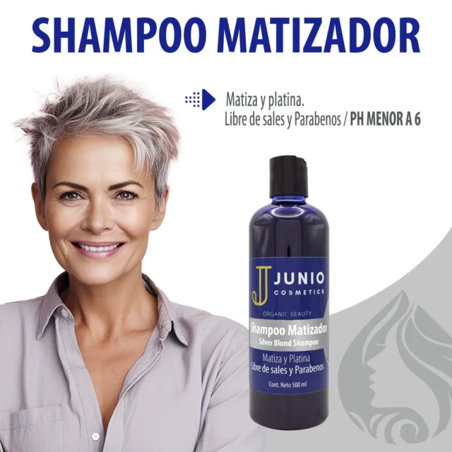 Shampoo matizador sin sal ni parabenos Junio Cosmetics