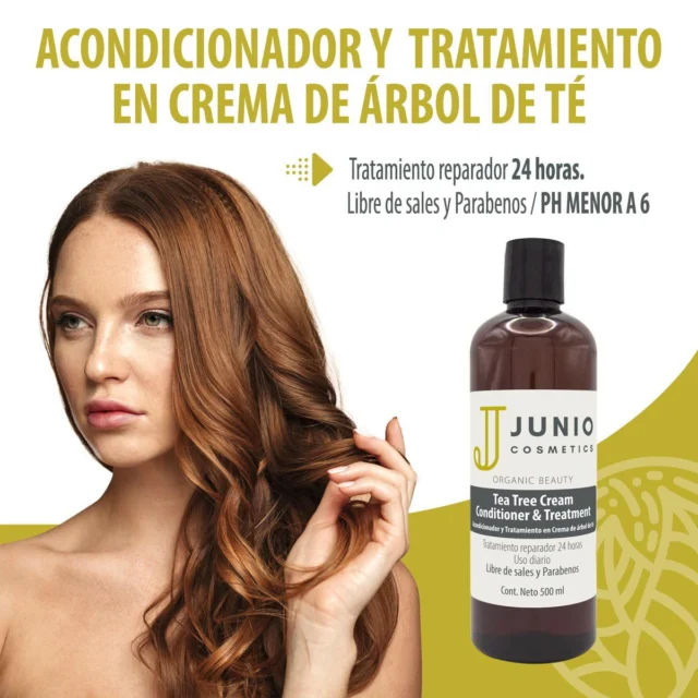 Tratamiento a base te tea tree sin sal ni parabenos Junio Cosmetics